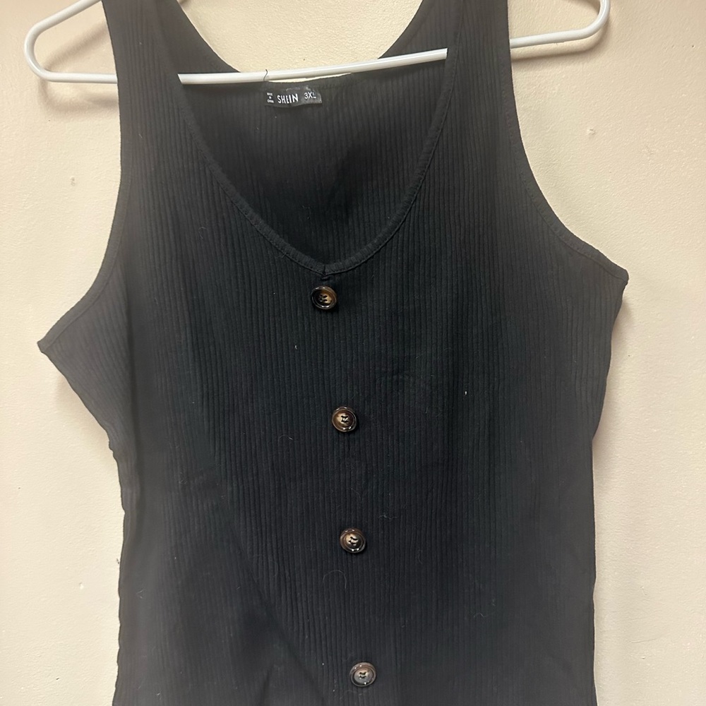 SHEIN Black Buttoned‎ Tank Top